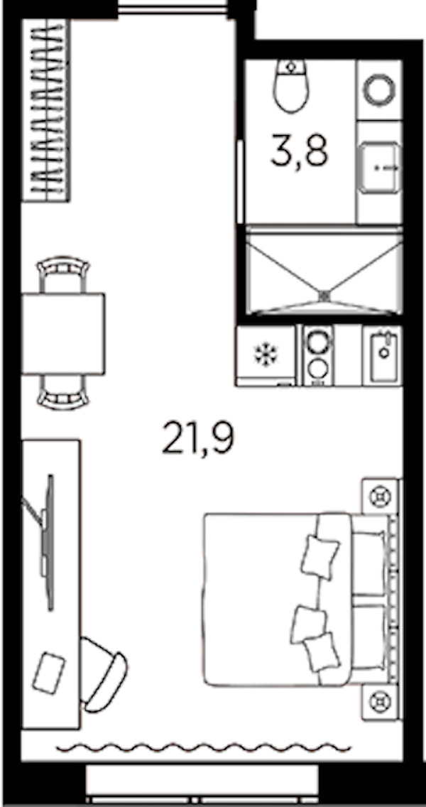 Квартира студия 25.7 м², 2/13 эт., ЖК «AVENIR Industrial»